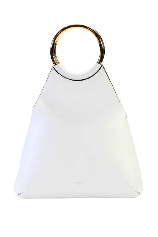 Suede Shoulder Bag in Pink with Tassel Accents for Casual OutingsMichael Kors Collection Ursula  Womens Leather Gold Tone Magnet Shoulder Handbag White