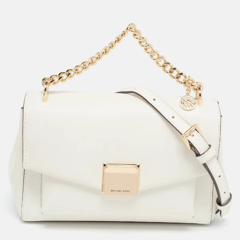 Shoulder Bag with Chain Strap in Silver for a Trendy AppearanceMichael Kors White Leather Lita Shoulder Bag