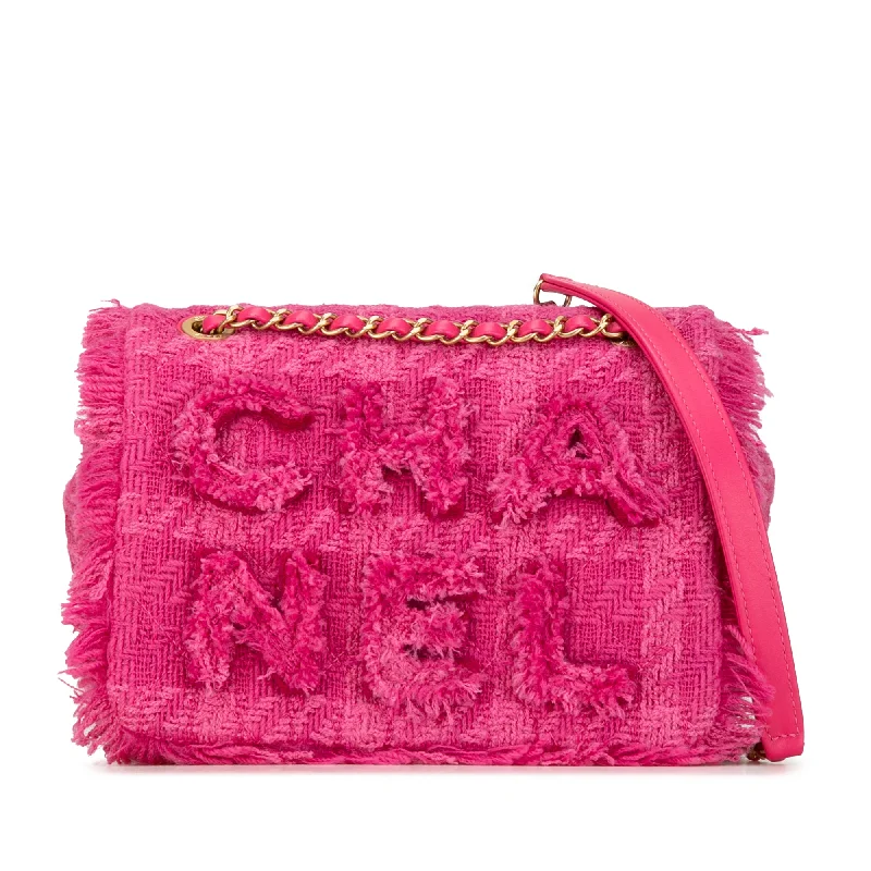 Women's Waterproof Nylon Shoulder Bag in Green for HikingPink Chanel Wool Tweed Giant Logo Flap Shoulder Bag