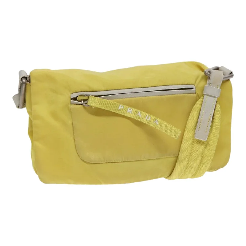 Women's Shoulder Bag with Faux Fur Strap in White for Winter StylePrada Tessuto  Synthetic Shoulder Bag (Pre-Owned)