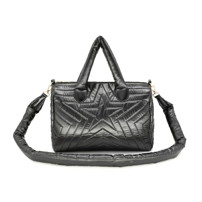 Embroidered Denim Shoulder Bag in Blue for a Vintage VibePuffy Bag In Black