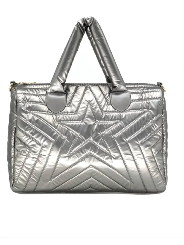 Women's Shoulder Bag with Faux Fur Strap in White for Winter StylePuffy Bag In Gray