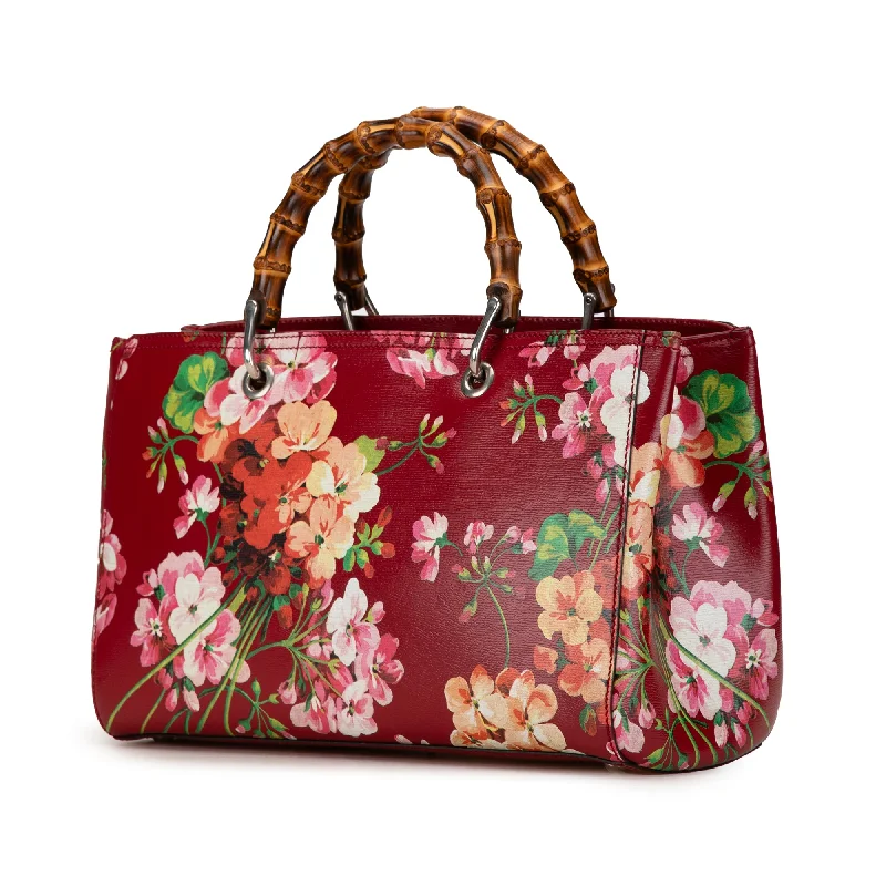 Crossbody Shoulder Bag in Black Leather with Gold Hardware for Night OutsRed Gucci Medium Blooms Bamboo Shopper Satchel