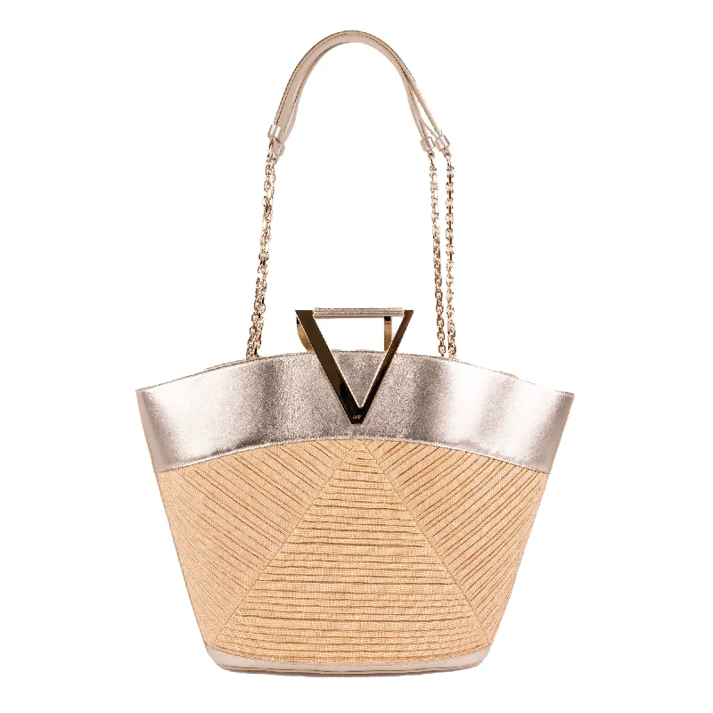 Suede Shoulder Bag in Pink with Tassel Accents for Casual OutingsRoger Vivier Womens Gold Handbag