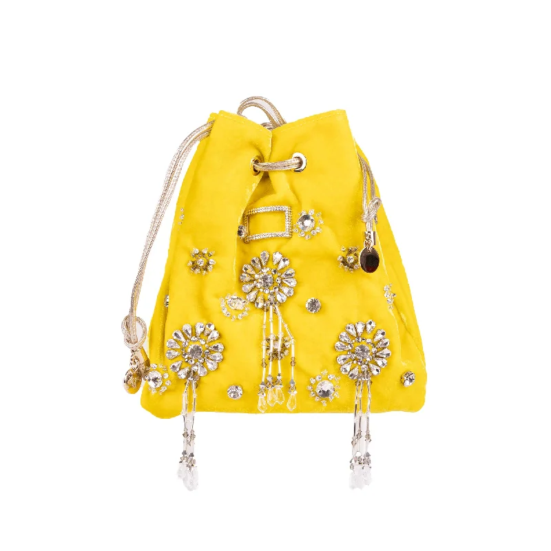 Women's Canvas Shoulder Bag in Navy with Striped Pattern for Beach TripsRoger Vivier Womens Yellow/Gold Handbag