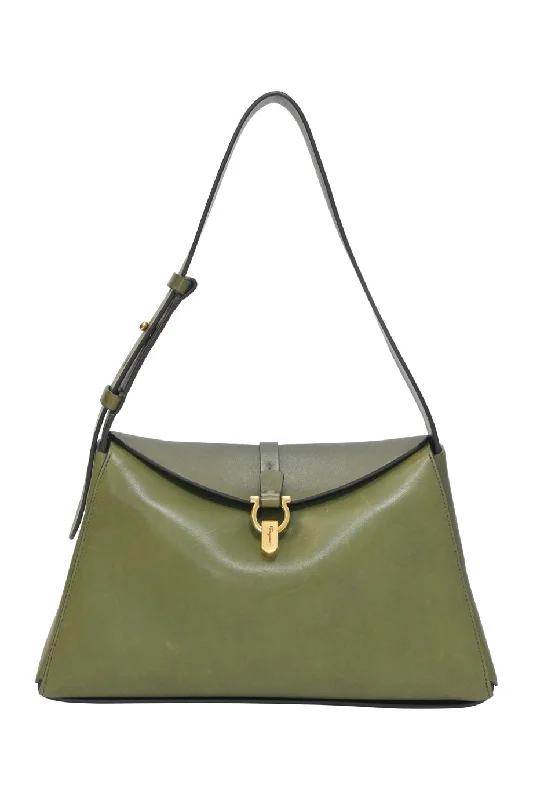 Women's Large Leather Shoulder Bag in Brown with Multiple Compartments for Work[WB6483] Salvatore Ferragamo | Shoulder Bag
