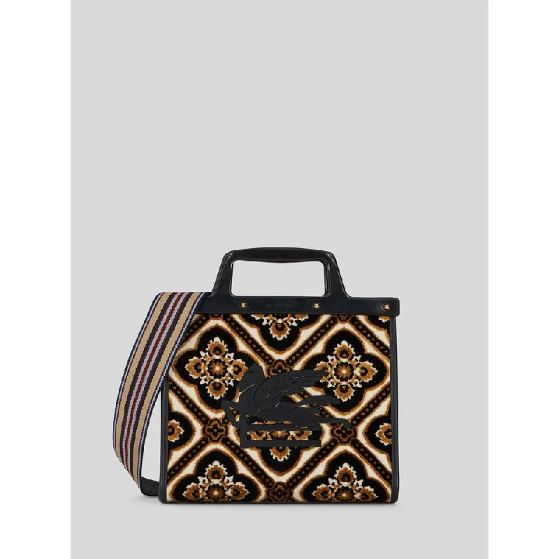 Vegan Leather Shoulder Bag in Gray for Ethical Fashion LoversSMALL JACQUARD LOVE TROTTER BAG