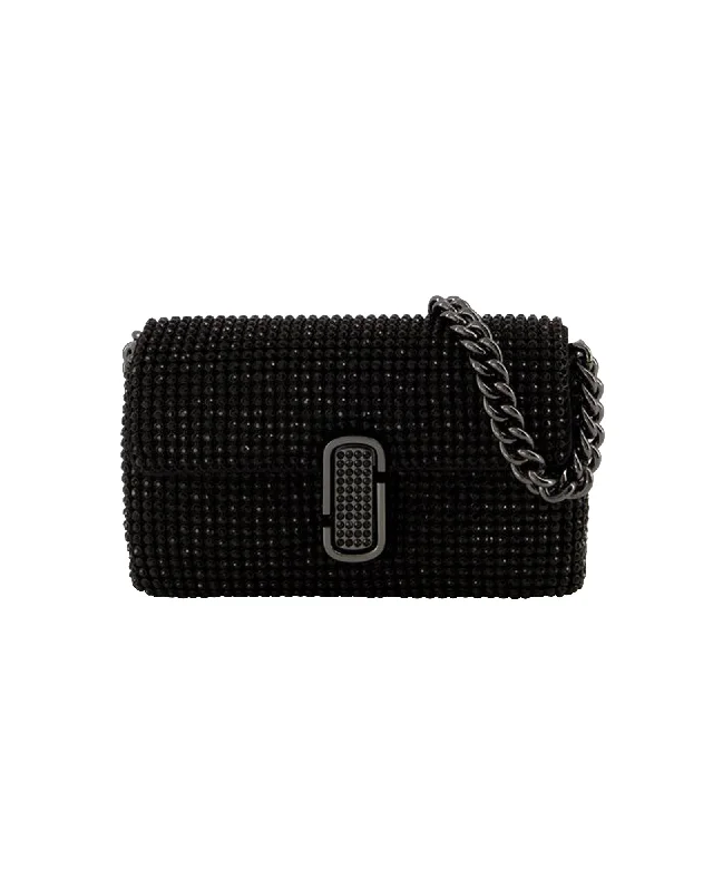 Women's Canvas Shoulder Bag in Navy with Striped Pattern for Beach TripsThe Mini J Marc Shoulder Bag - Marc Jacobs - Mesh - Black