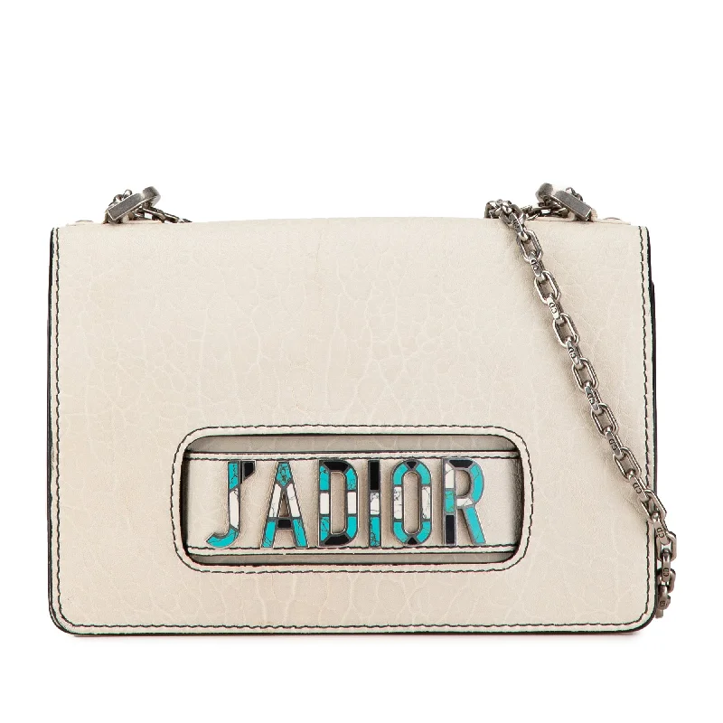 Women's Shoulder Bag with Faux Fur Strap in White for Winter StyleWhite Dior Calfskin Mosaic J'Adior Flap Bag with Chain