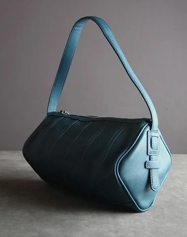 Suede Shoulder Bag in Pink with Tassel Accents for Casual OutingsWomens Blue Leather Barrel Shoulder Handbag Womens Fashion Barrel Blue Handbag Purse Blue Handbag Shoulder Purse for Ladies