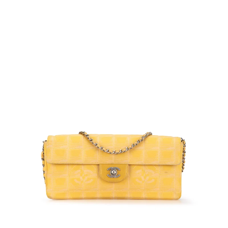 Shoulder Bag with Geometric Pattern in Multicolor for a Contemporary StyleYellow Chanel New Travel Line Nylon East West Flap Shoulder Bag Shoulder Bag with Geometric Pattern in Multicolor for a Contemporary StyleYellow Chanel New Travel Line Nylon East West Flap Shoulder Bag