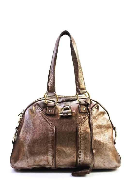 Women's Shoulder Bag with Adjustable Strap in Pink for ComfortYves Saint Laurent Womens Leather Gold Tone Metallic Muse Top Handle Medium Handbag Women's Shoulder Bag with Adjustable Strap in Pink for ComfortYves Saint Laurent Womens Leather Gold Tone Metallic Muse Top Handle Medium Handbag