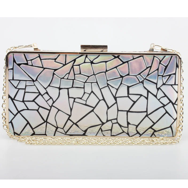 Lace - Trimmed Satin Clutch in Ivory for Garden Weddingsgeometric pattern clutch bag