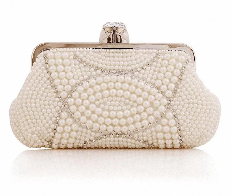 Women's Lizard - Print Clutch in Brown for a Chic LookPearl Clutch Party Purse