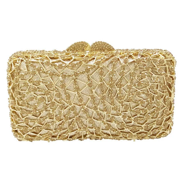 Women's Glittery Clutch in Blue for Disco - Themed EventsGold Crystal Clutch Bag