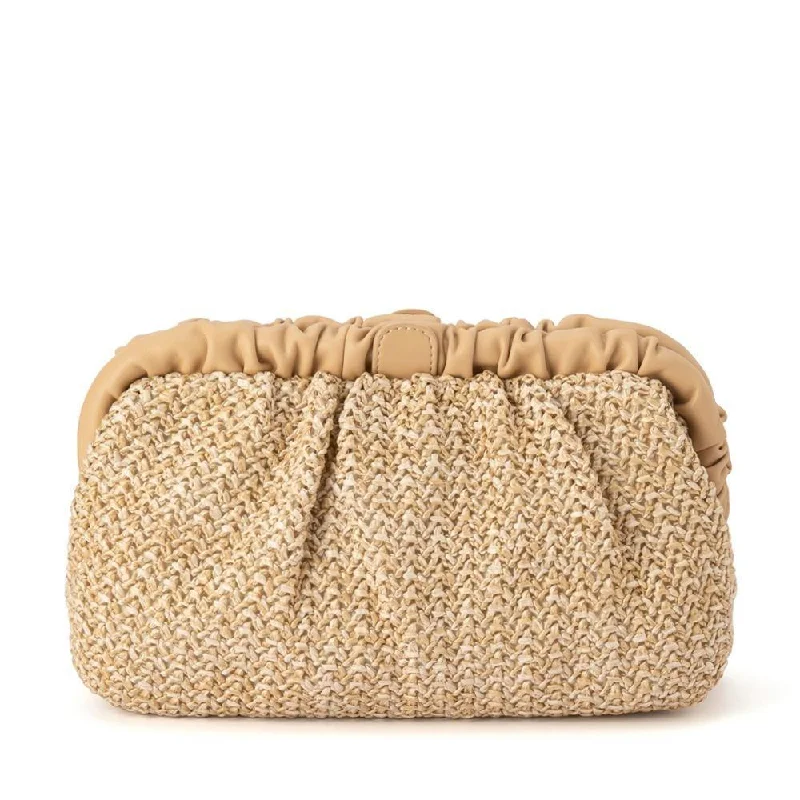 Women's Metallic Leather Clutch in Rose Gold for Valentine's DateAMALIA Pleated Woven Clutch