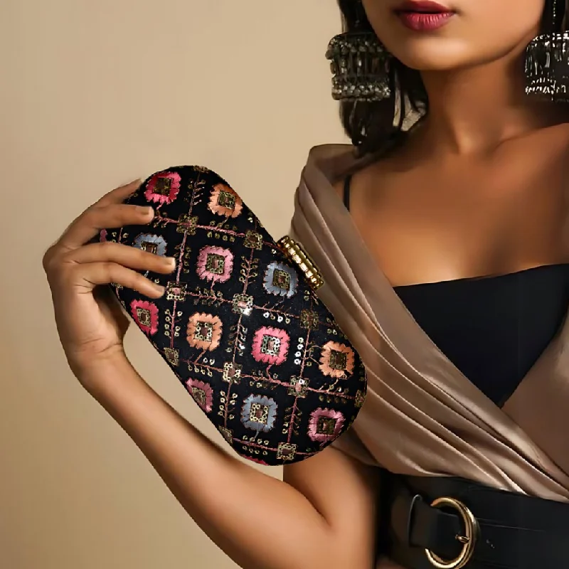 Suede Clutch with Tassel Details in Olive for Fall SoireesAnara Capsule Clutch | Black