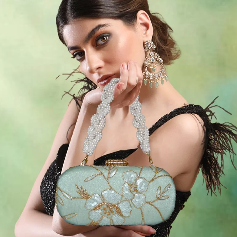 Snake - Skin Effect Clutch in Green for Exotic PartiesAnaya Capsule Mint Clutch