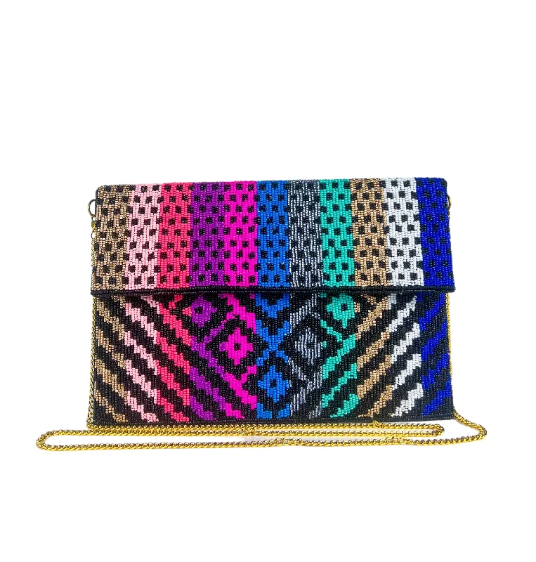 Women's Metallic Leather Clutch in Rose Gold for Valentine's DateBeaded Clutch - Marshmallow Women's Metallic Leather Clutch in Rose Gold for Valentine's DateBeaded Clutch - Marshmallow