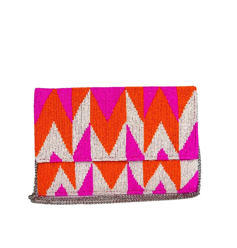 Women's Faux Fur Clutch in White for Winter BallsBeaded Clutch - Miami