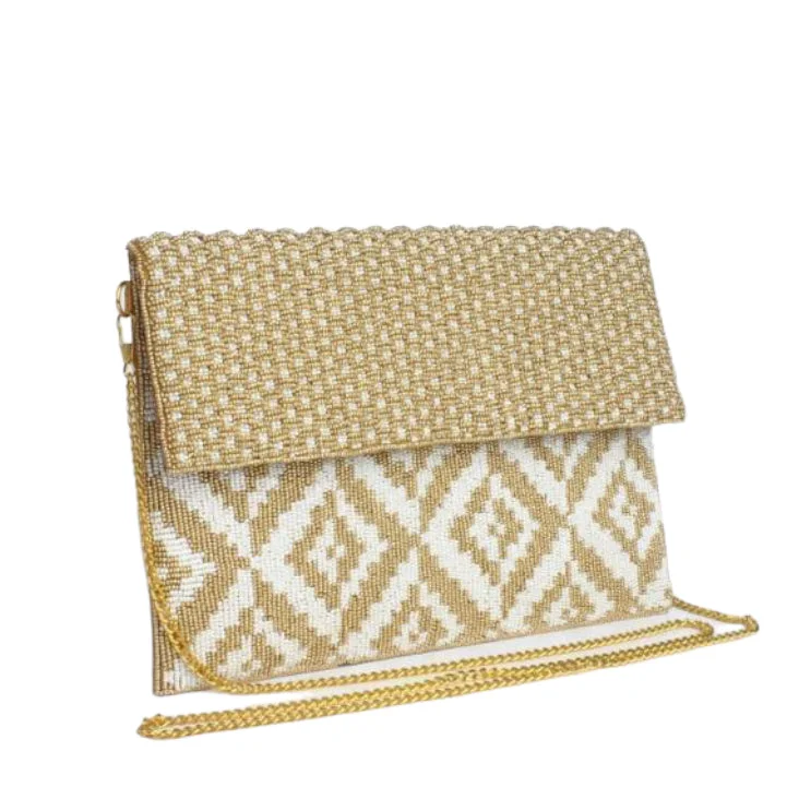 Floral - Printed Satin Clutch in Pink for Spring GalasBeaded Clutch - Opposite GW