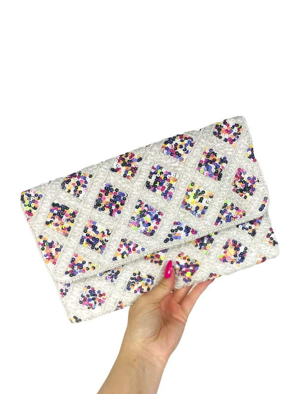 Women's Embroidered Silk Evening Bag in Navy for WeddingsBeaded Clutch - Madrid