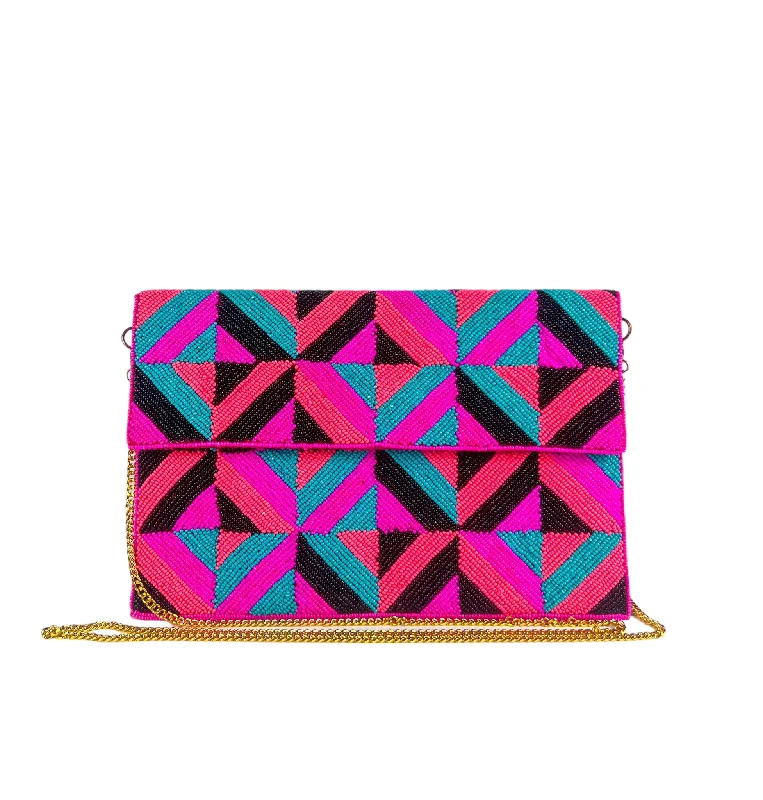 Women's Metallic Leather Clutch in Rose Gold for Valentine's DateBeaded Clutch - Vegas Women's Metallic Leather Clutch in Rose Gold for Valentine's DateBeaded Clutch - Vegas