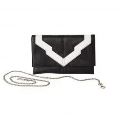 Women's Studded Leather Evening Bag in Black for Rock - n - Roll NightsBlack & White Clutch/Hip Bag