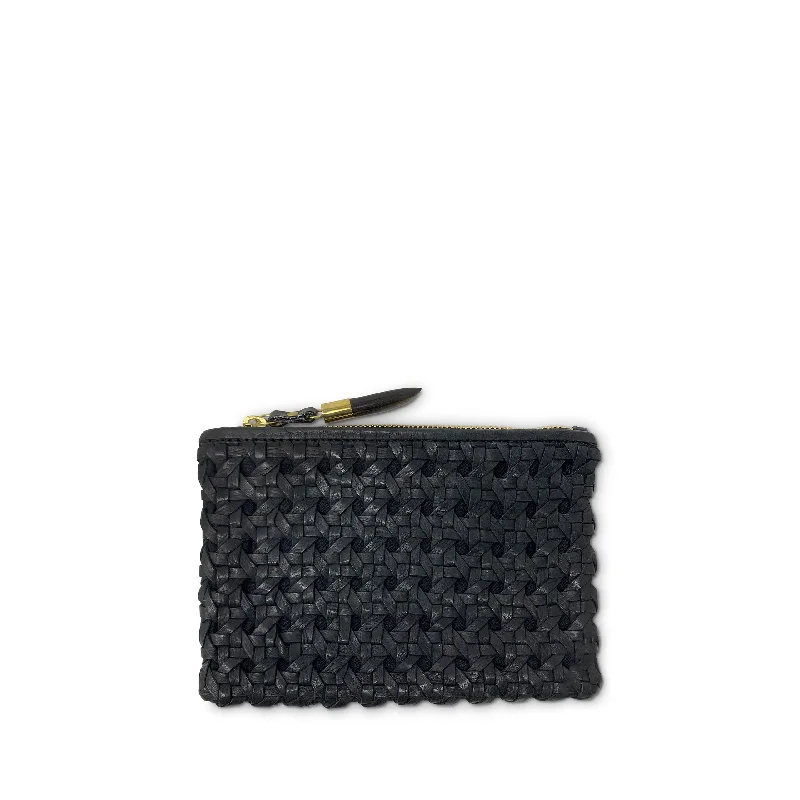 Women's Small Beaded Clutch in Silver for New Year's Eve PartyBlack Basket Weave - Small Pouch Women's Small Beaded Clutch in Silver for New Year's Eve PartyBlack Basket Weave - Small Pouch