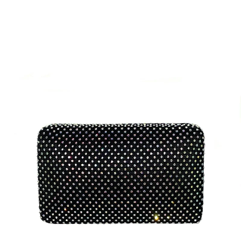 Women's Small Beaded Clutch in Silver for New Year's Eve PartyBlack Fishnet Crystal Clutch