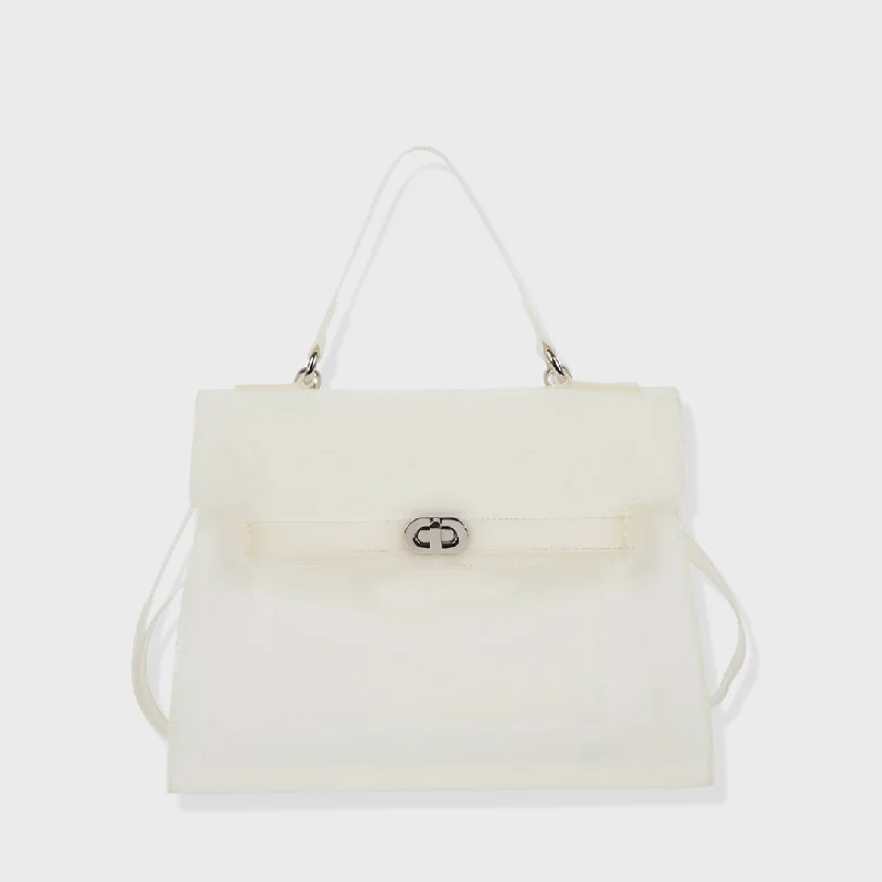 Suede Clutch with Tassel Details in Olive for Fall SoireesBLAIRE PVC SLING AND HANDBAG WHITE