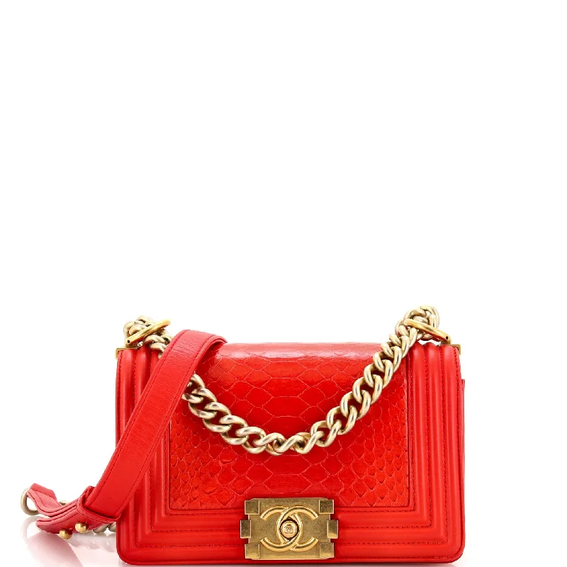 Quilted Leather Crossbody Bag in Cream for a Classic and Elegant AppearanceBoy Flap Bag Python Small