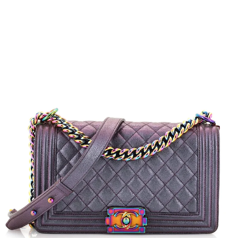 Women's Mini Crossbody Bag in Pink Velvet with Rhinestone Accents for Girls' Nights OutBoy Flap Bag Quilted Iridescent Goatskin Old Medium