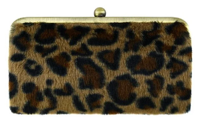 Women's Lizard - Print Clutch in Brown for a Chic LookBP208LF Leopard Faux Fur Kiss Lock Clutch Women's Lizard - Print Clutch in Brown for a Chic LookBP208LF Leopard Faux Fur Kiss Lock Clutch