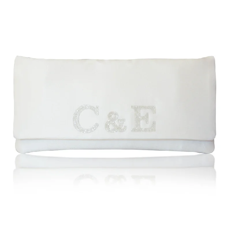 Bejeweled Clutch in Purple for Opera PerformancesBride and groom monogram bridal wedding clutch handbag