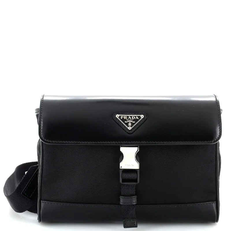 Women's Crossbody Bag with Chain Strap in Gold for a Glamorous TouchBuckle Flap Crossbody Bag Re-Nylon and Leather Small Women's Crossbody Bag with Chain Strap in Gold for a Glamorous TouchBuckle Flap Crossbody Bag Re-Nylon and Leather Small