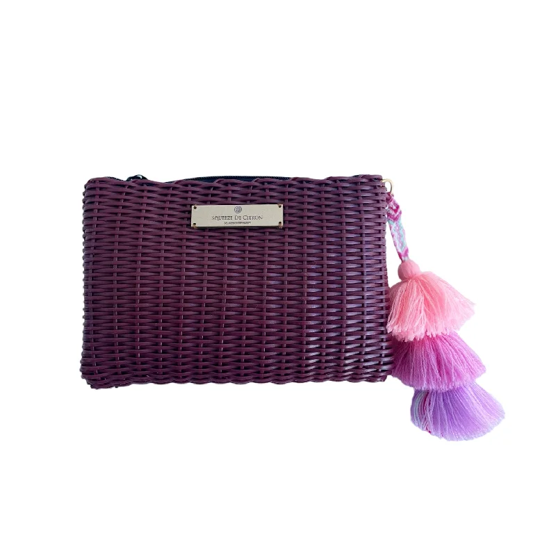 Floral - Printed Satin Clutch in Pink for Spring GalasBurgundy Lemon Drop Citron - Small
