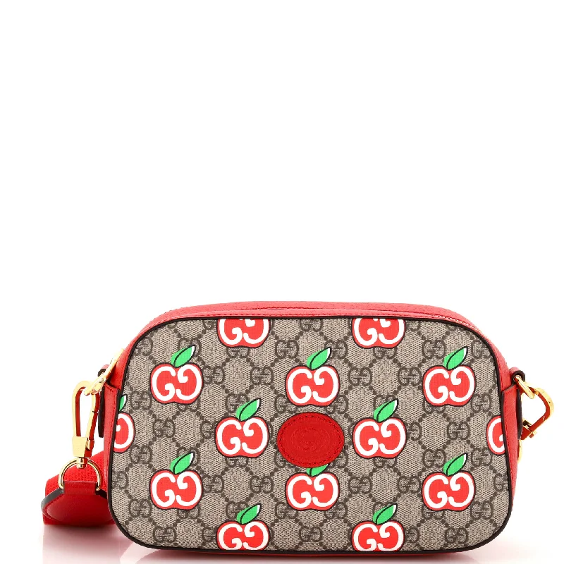 Women's Crossbody Bag with Magnetic Closure in White for Quick AccessCamera Messenger Bag Printed GG Coated Canvas Women's Crossbody Bag with Magnetic Closure in White for Quick AccessCamera Messenger Bag Printed GG Coated Canvas