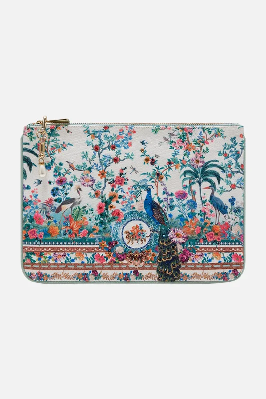 Women's Glittery Clutch in Blue for Disco - Themed EventsCamilla Small Canvas Clutch - Plumes And Parterres Women's Glittery Clutch in Blue for Disco - Themed EventsCamilla Small Canvas Clutch - Plumes And Parterres