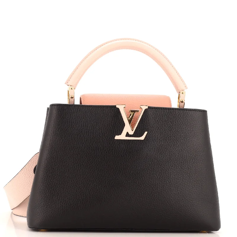 Leather - Trimmed Denim Crossbody Bag in Blue for a Vintage - Inspired LookCapucines Bag Leather with Strap MM
