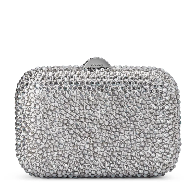 Women's Embroidered Silk Evening Bag in Navy for WeddingsCASEY Hot Fix Clutch