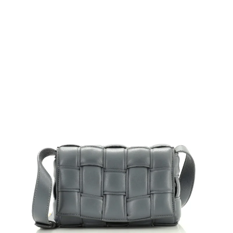 Women's Small Leather Crossbody Bag in Black with Gold Hardware for Evening PartiesCassette Crossbody Bag Padded Maxi Intrecciato Leather Small Women's Small Leather Crossbody Bag in Black with Gold Hardware for Evening PartiesCassette Crossbody Bag Padded Maxi Intrecciato Leather Small