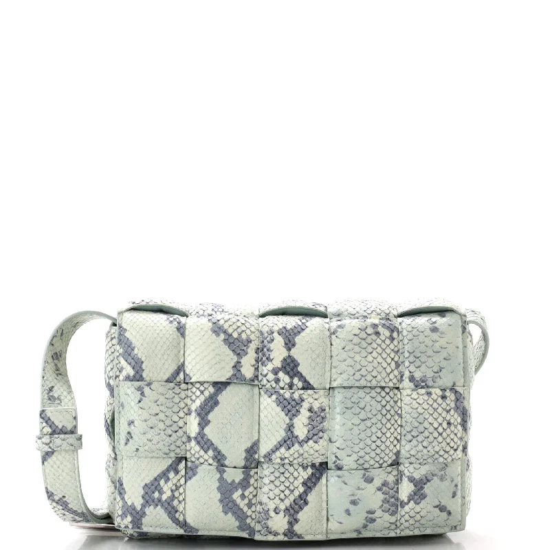 Women's Crossbody Bag with Adjustable Strap in Orange for Customizable ComfortCassette Crossbody Bag Padded Maxi Intrecciato Python Embossed Leather Women's Crossbody Bag with Adjustable Strap in Orange for Customizable ComfortCassette Crossbody Bag Padded Maxi Intrecciato Python Embossed Leather