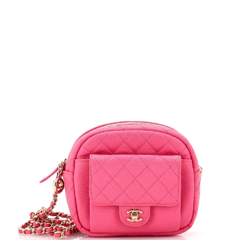 Medium - sized Canvas Crossbody Bag in Beige with Floral Print for Spring OutingsCC Day Camera Case Quilted Caviar Small