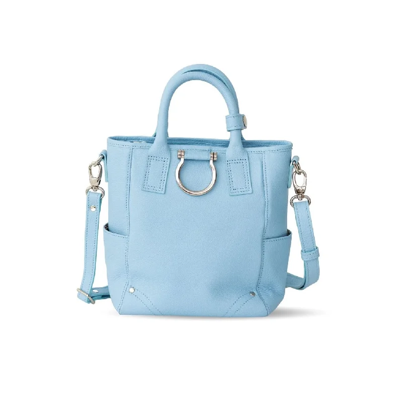 Silver Sky Blue Oil Leather