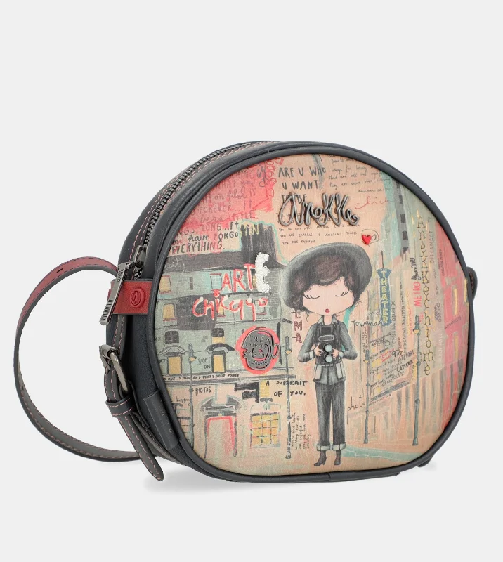 Women's Mini Crossbody Bag in Pink Velvet with Rhinestone Accents for Girls' Nights OutCity Art round crossbody bag Women's Mini Crossbody Bag in Pink Velvet with Rhinestone Accents for Girls' Nights OutCity Art round crossbody bag