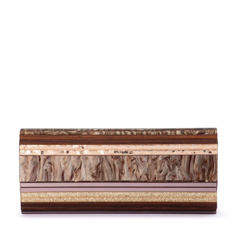 Lace - Trimmed Satin Clutch in Ivory for Garden WeddingsCLARA Acrylic Clutch