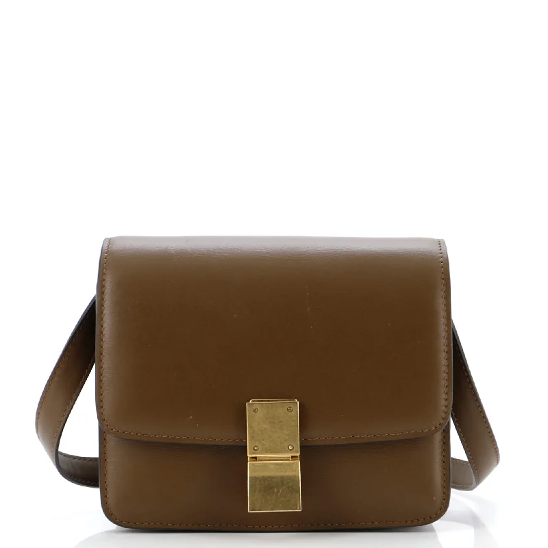 Medium - sized Canvas Crossbody Bag in Beige with Floral Print for Spring OutingsClassic Box Bag Smooth Leather Small