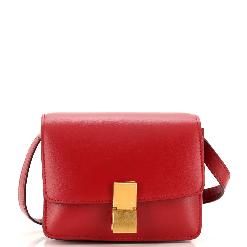 Plus - size Women's Crossbody Bag in Burgundy for Ample StorageClassic Box Bag Smooth Leather Small