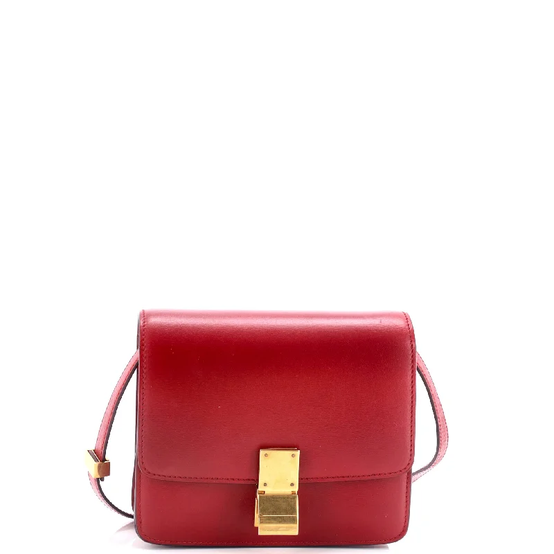 Women's Crossbody Bag with Magnetic Closure in White for Quick AccessClassic Box Bag Smooth Leather Small